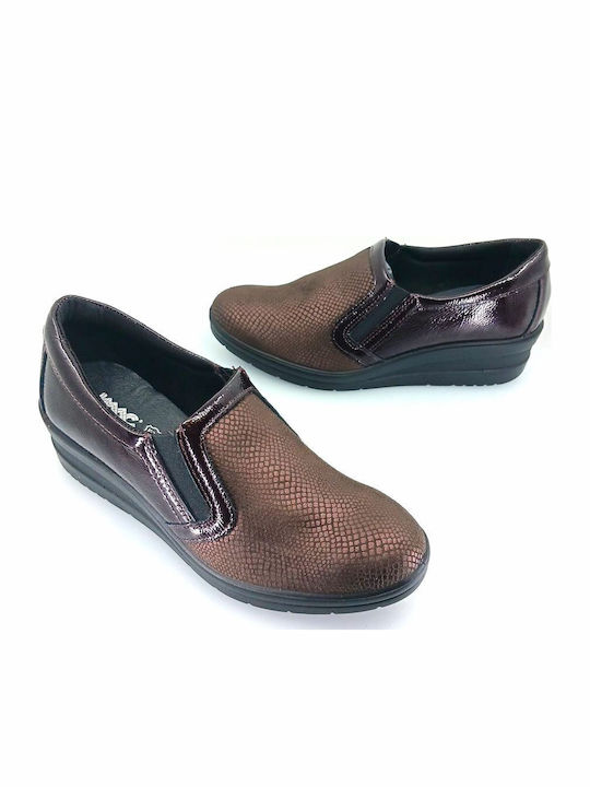 Ανατομικά Γυναικεία Slip-On Δερμάτινα Μπορντό