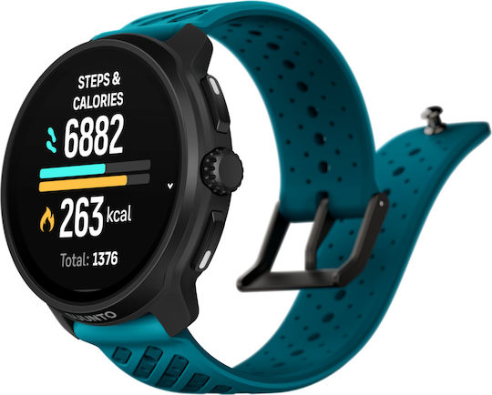 Suunto Race 2 Stainless Steel 49mm Waterproof Smartwatch with Heart Rate Monitor (Wave Blue)
