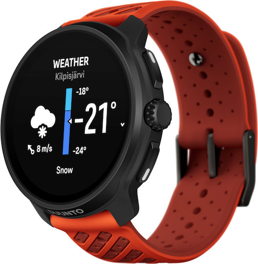 Suunto Race 2 Stainless Steel 49mm Waterproof Smartwatch with Heart Rate Monitor (Coral Orange)