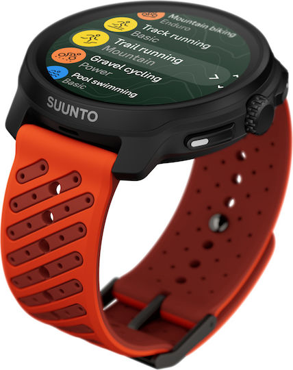 Suunto Race 2 Stainless Steel 49mm Waterproof Smartwatch with Heart Rate Monitor (Coral Orange)
