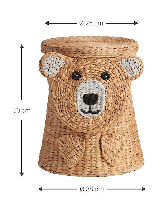 Polihome Children's Storage Basket made of Straw Teddy 38x38x50cm 1pcs
