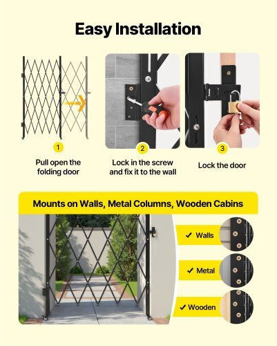 Vevor Metal Fence Gate in Black Color xcm