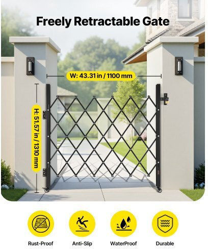 Vevor Metal Fence Gate in Black Color 51.57x43.31cm