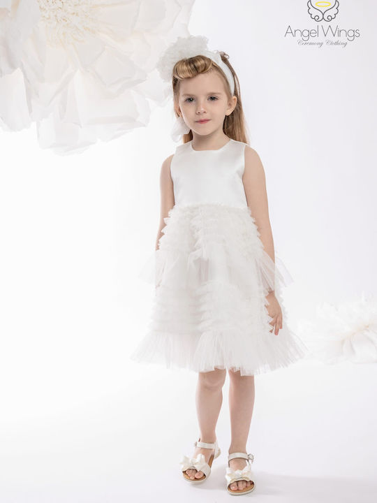 Angel Wings Weiß Taufkleid aus Tüll