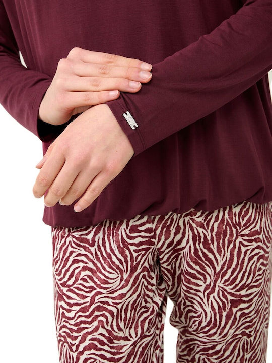 Vamp Sommer Damen Pyjama-Set Dark Red