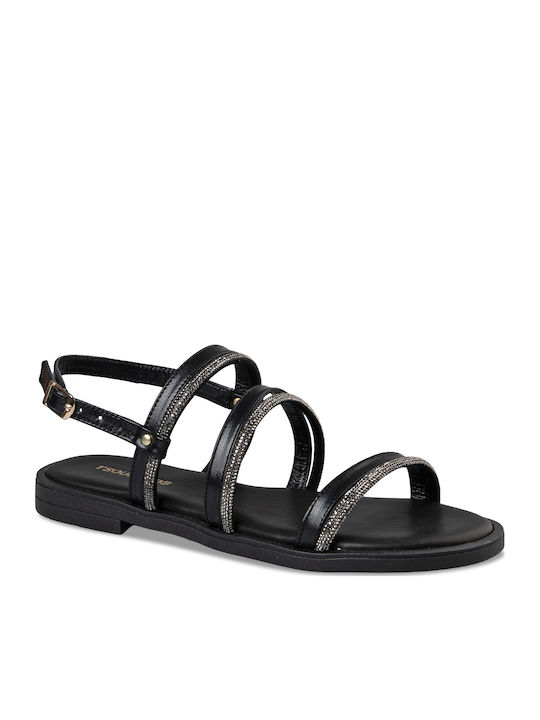 Women's Flat Sandals in Black Color