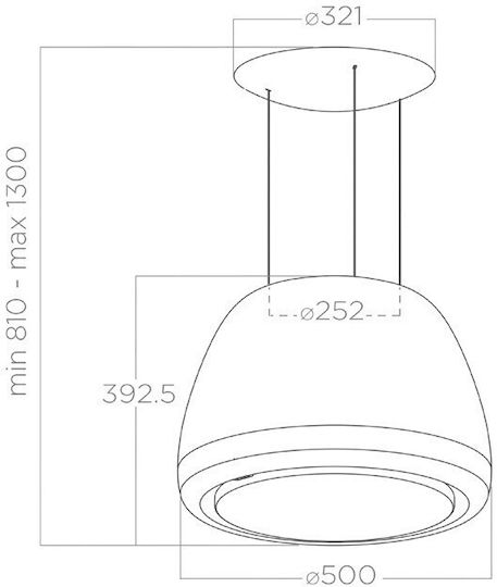 Elica Edith CLASSIC/F/50 Απορροφητήρας Νησίδα 50cm Λευκός