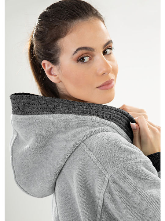 Guy Laroche Monogram Bathrobe with Hood Smoke