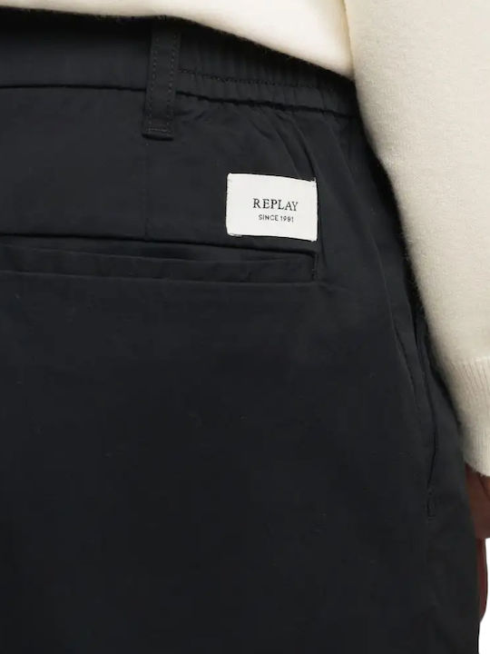 Adhann Παντελόνι Chino Ελαστικό σε Tapered Γραμμή Μαυρο