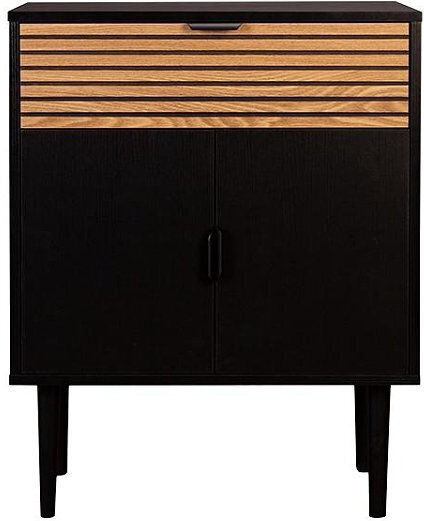 Sideboard Brooklyn Wooden with Drawers Μαυρο-φυσικό 75x37x75cm