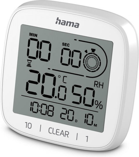 HAMA Часовник На Стена Дигитален Бял Ø11см