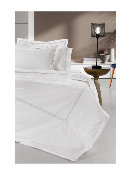 Guy Laroche Плик За Завивка Памучен Супер Двойен 225x245 Nice Бял - Светлосив