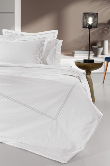 Guy Laroche Duvet Cover Cotton Satin Super King 225x245 Nice White Light Silver