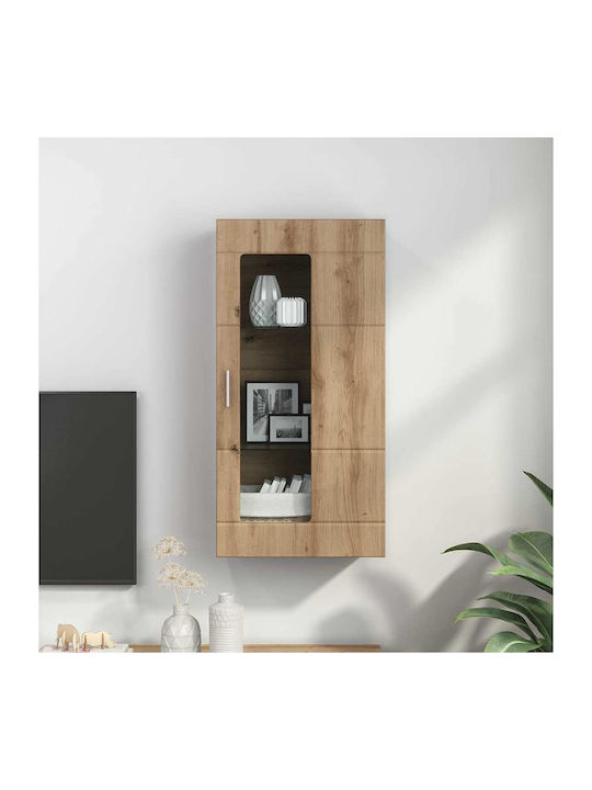 Wall Living Room Display Cabinet made of Particleboard with Glass Coffee 55x29x100cm