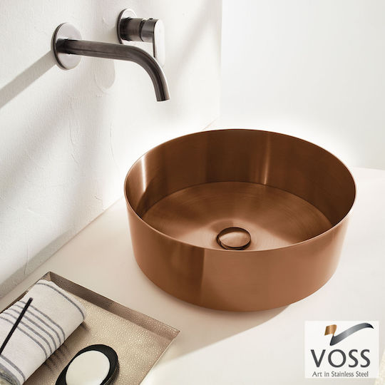 Voss Milo PVD Aufgesetztes Waschbecken Inox 40x40x10cm Rose Gold Brushed Voss Milo PVD Aufgesetztes Waschbecken Inox 40x40x10cm Rose Gold Brushed