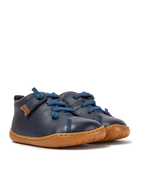 Peu Cami Leather Kids Boots with Laces Navy Blue