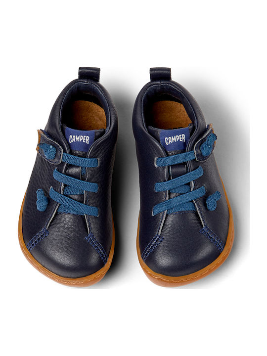 Peu Cami Leather Kids Boots with Laces Navy Blue