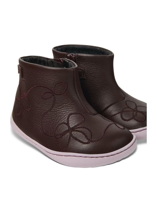 TWINS Anatomical Leather Kids Boots with Zipper Brown