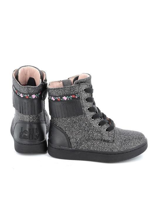Leather Kids Boots with Zipper Gray