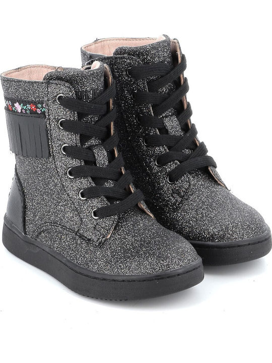 Leather Kids Boots with Zipper Gray