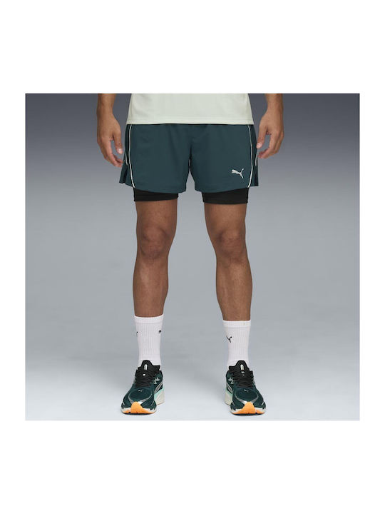 Velocity 2 in 1 Sports Men's Green Shorts