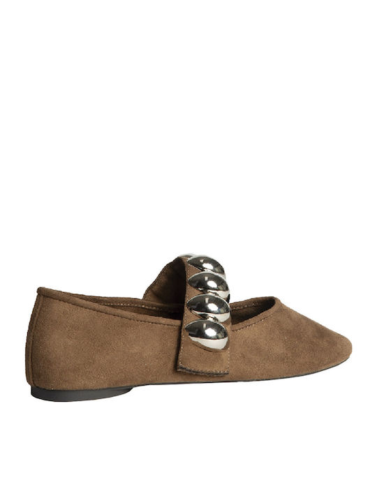 Synthetic Leather Ballerinas Tabac Brown