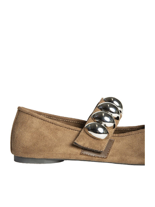 Synthetic Leather Ballerinas Tabac Brown
