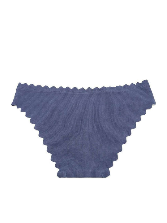 Cotton Women's Slip Seamless With Lace Navy Blue