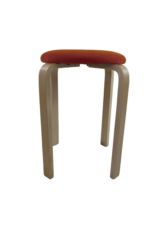 Stool For Living Room Wooden Miloa Orange/natural 42x42x45cm