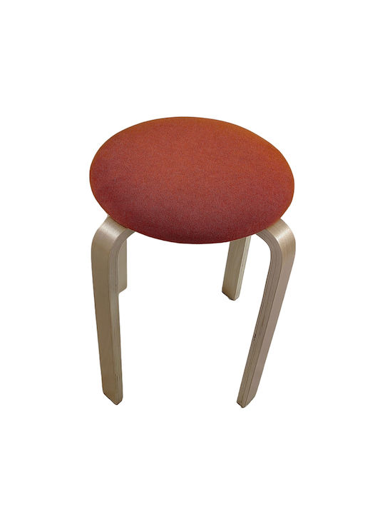 Stool For Living Room Wooden Miloa Orange/natural 42x42x45cm
