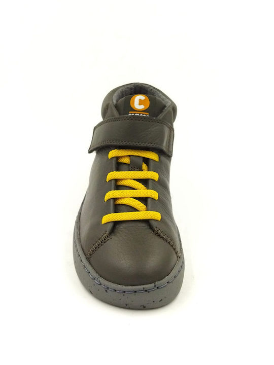 Peu Touring Leather Kids Boots with Laces Khaki