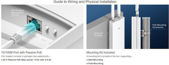 Cudy RE1200 Outdoor Access Point με Mesh Wi‑Fi 5 Dual Band (2.4 & 5GHz) Μονό Kit Λευκό