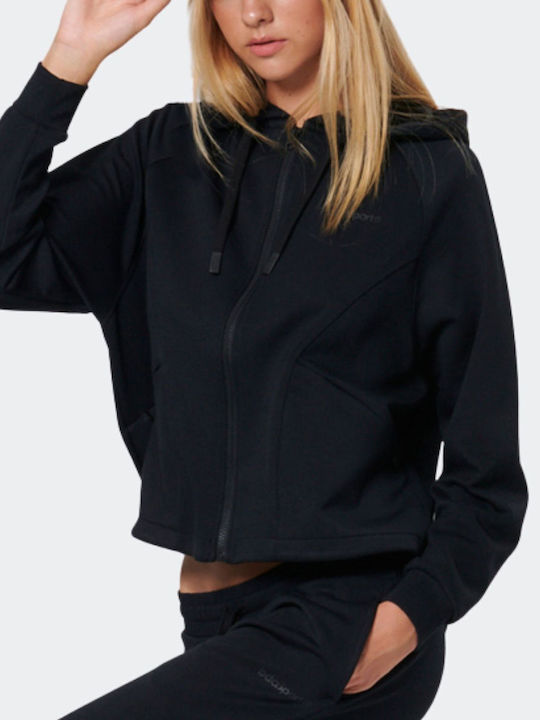 Women's Sweatshirt Jacket Hooded Black