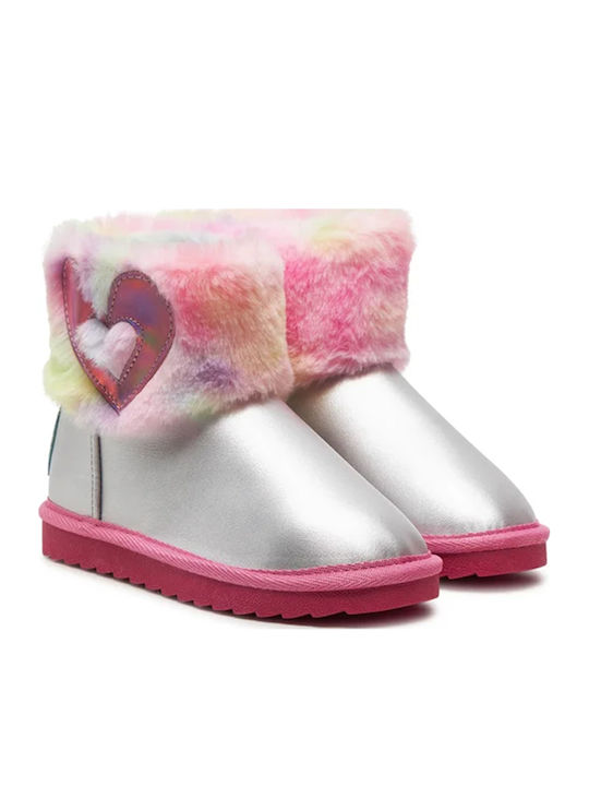 Kids Boots with Zipper Silver