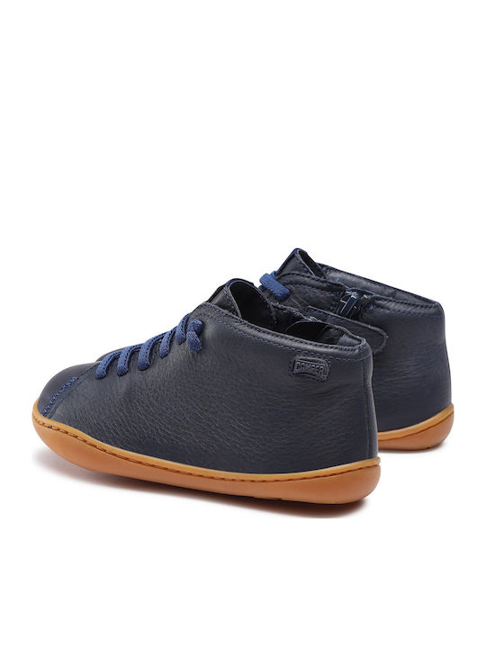 Peu Cami Anatomical Leather Kids Boots with Zipper Blue