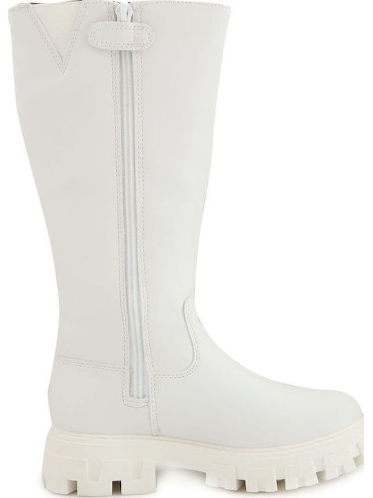 Lederne Kinderstiefel mit Reißverschluss Weiße