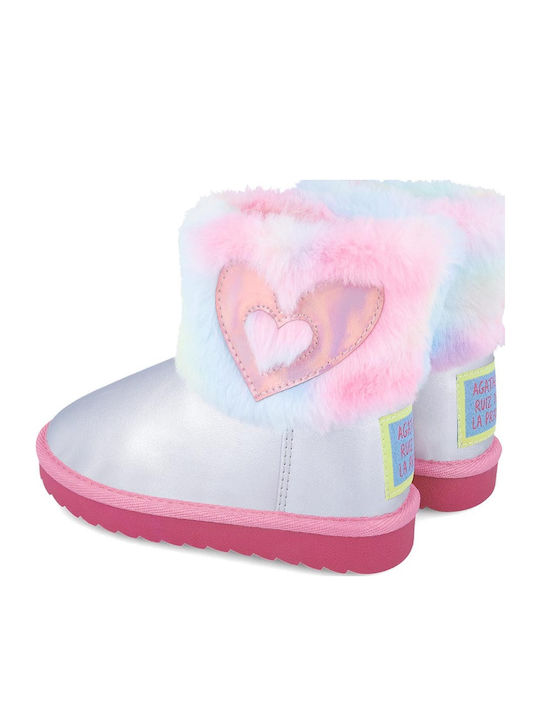 Kids Boots with Zipper Silver