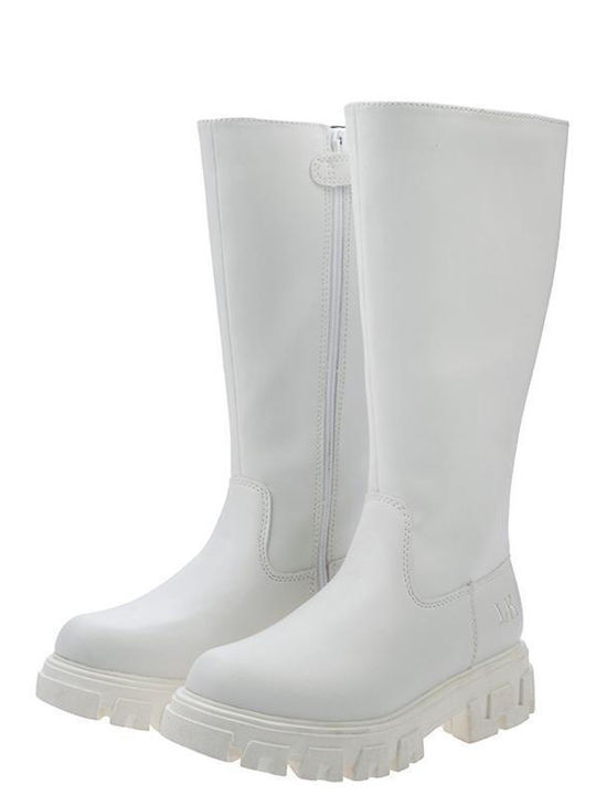 Lederne Kinderstiefel mit Reißverschluss Weiße