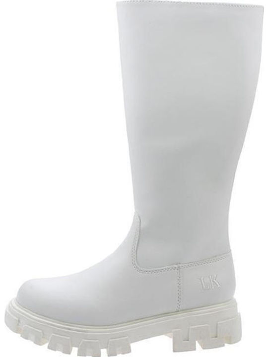 Lederne Kinderstiefel mit Reißverschluss Weiße