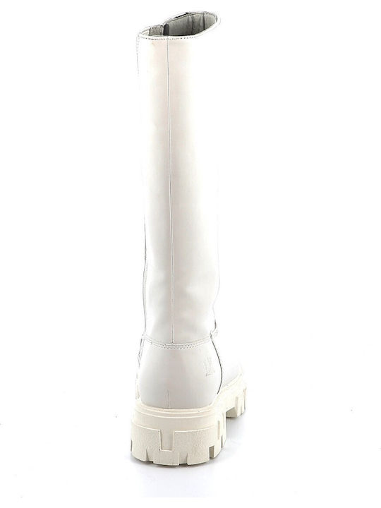 Lederne Kinderstiefel mit Reißverschluss Weiße