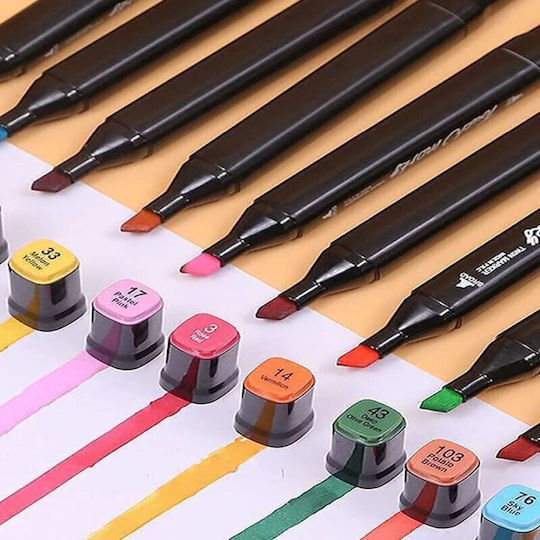 Set De Markeri Multicolori Cu Dublu Vârf Geantă De Depozitare Cu Bretea De Umăr 168 De Bucăți