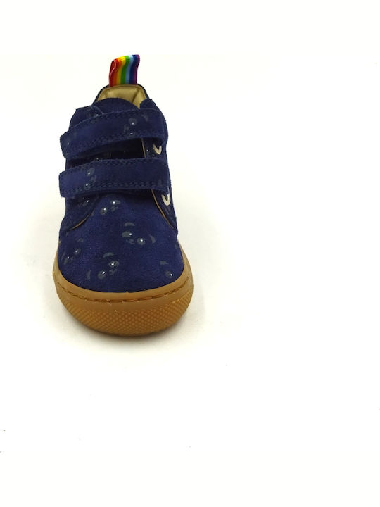 High Freedom Suede Kids Boots with Velcro Blue