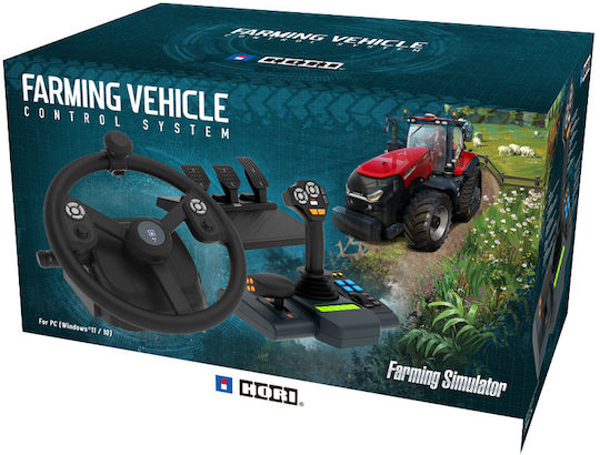 Hori Farming Control System + 7-Speed Racing Shifter Bundle Steering Wheel with Shifter and Pedals for PC with 900° Rotation
