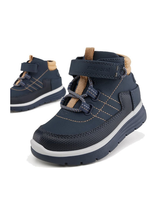 Lederne Kinderstiefeletten mit Klettverschluss Blau