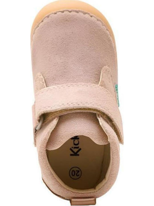 Ghete Copii din Suede cu Velcro Bej