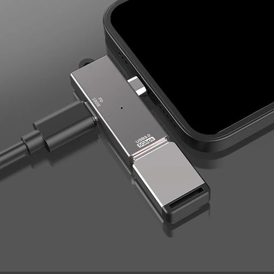 Techsuit Μετατροπέας USB-C male σε USB-A female Γκρι 1τμχ