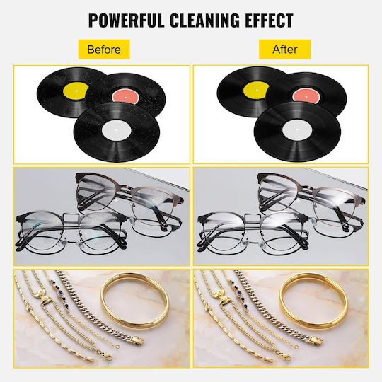 Vevor Ultrasonic Vinyl Record Cleaner 6L 40kHz Vinyl Ultrasonic Cleaning Machine Knob Control Record Ultrasonic Cleaner for 4 Records Vinyl Sonic Cleaner Stainless Steel Tank with Mechanical Heater & Timer