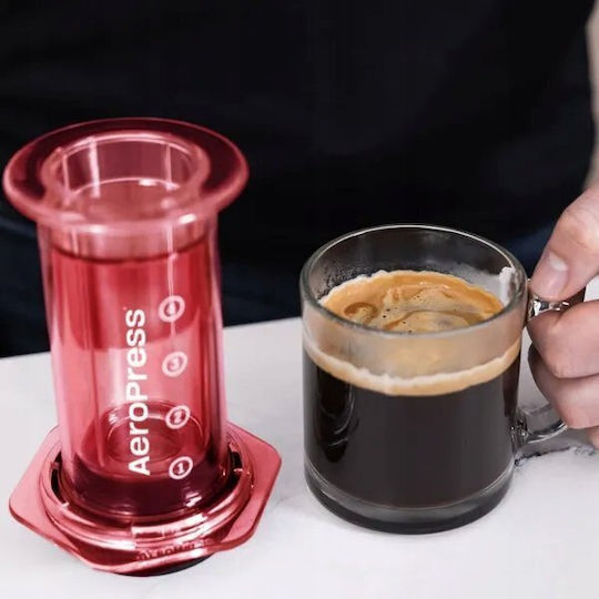 Aeropress Прозрачна Ръчна Филтърна Кафеварка Пластмасова Червена 200ml