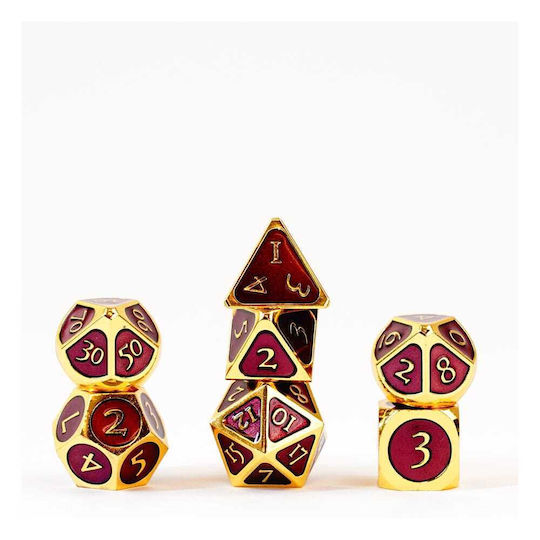 Fanroll Gold Purple Enamel 7-dice Set