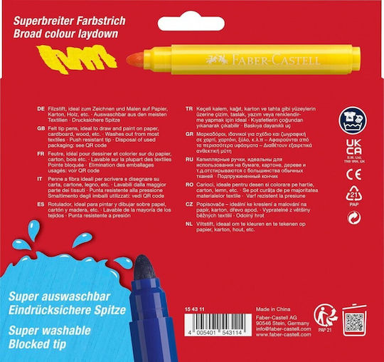 Faber-Castell Waschbare Zeichenmarker Dicke Set 12Stück